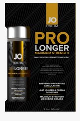 Пролонгувальний спрей JO Prolonger Spray with Lidocaine (60 мл), не містить мінеральних масел SO4098 фото