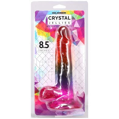 Фалоімітатор Doc Johnson Crystal Jellies - Realistic cock with balls 8.5 Inch - Rainbow SX4434 фото