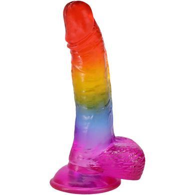 Фалоімітатор Doc Johnson Crystal Jellies - Realistic cock with balls 8.5 Inch - Rainbow SX4434 фото