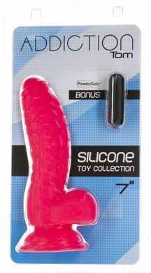 Ребристый фаллоимитатор на присоске ADDICTION &mdash; Tom 7&Prime; Dildo With Balls &mdash; Pink, вибропуля в подарок SO5585 фото