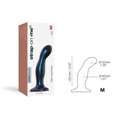 Дилдо Strap-On-Me DILDO PLUG SNAKY METALLIC BLUE, розмір M, діаметр 4 см, ввідна довжина 15,3 см SO6825 фото