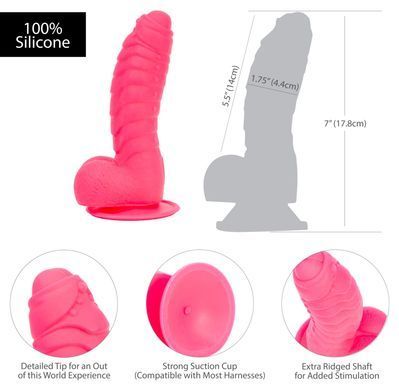 Ребристый фаллоимитатор на присоске ADDICTION &mdash; Tom 7&Prime; Dildo With Balls &mdash; Pink, вибропуля в подарок SO5585 фото
