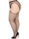 Чулки Leg Avenue Stokings with O-ring Attached Garter Belt, 1X/2X, черные, в сетку, имитация пояса SX1062 фото 4