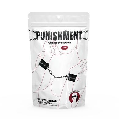 Наручники Punishment &ndash; Crystal Detail Handcuffs &ndash; Black, съемная цепочка, украшены кристаллами SX2227 фото