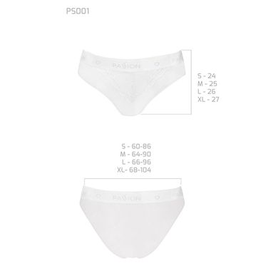 Трусики с широкой резинкой и кружевом Passion PS001 PANTIES XL, white SO4174 фото