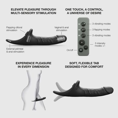 Вібронасадка для страпону з вакуумною стимуляцією Strap-On-Me Multi Orgasm Realistic Dildo M Black SX4035 фото
