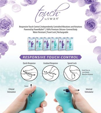 Вибратор-кролик с сенсорным управлением и ротацией Touch by SWAN - Duo Purple, глубокая вибрация SO2729 фото