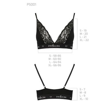 Еластичний топ з мереживом Passion PS001 TOP L, black SO4175 фото