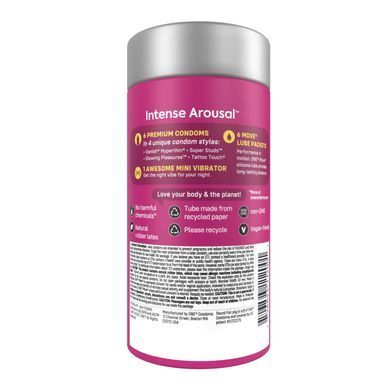 Подарочный набор ONE Intense Arousal, в комплекте 6 презервативов, 6 саше с лубрикантом, виброкольцо