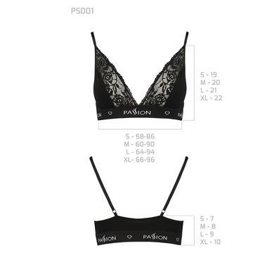Эластичный топ с кружевом Passion PS001 TOP S, black SO4177 фото