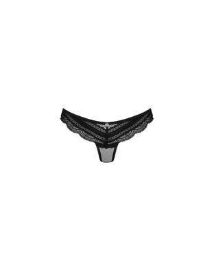 Полупрозрачные трусики с подвеской Obsessive Ivannes panties black S/M, черные SO7280 фото