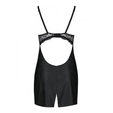 Бэби-долл из эко-кожи и кружева Passion LOONA CHEMISE S/M, black SO5359 фото