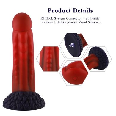 Силіконовий дилдо Hismith 8.35" Curved Silicone Dildo Red Monster Series