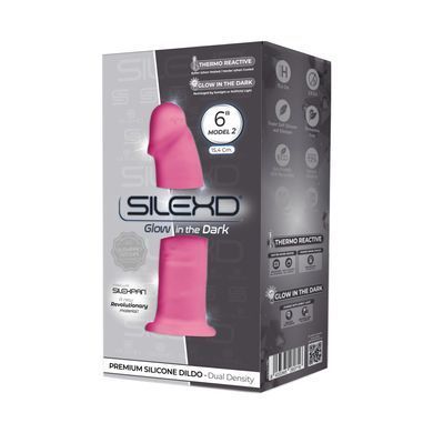Фаллоимитатор SilexD Robby Pink (MODEL 2 size 6in) Glow in the dark, двухслойный, силикон+Silexpan, диаметр 3,5см SO7032 фото