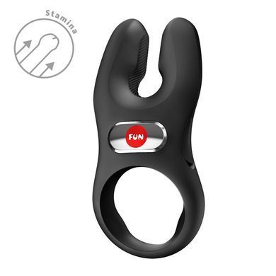 Эрекционное виброкольцо с двойной стимуляцией клитора Fun Factory NŌS PRO Black, 2 мотора SX3703 фото