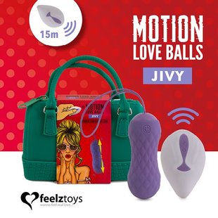 Вагінальні кульки з масажем і вібрацією FeelzToys Motion Love Balls Jivy з пультом ДК, 7 режимів SO3852 фото