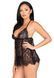 Сорочка беби-долл Leg Avenue Floral lace babydoll & string Black S, стринги SO9169 фото 6