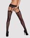 Сетчатые чулки-стокинги с цветочным рисунком Obsessive Garter stockings S207 S/M/L, черные SO7266 фото 1