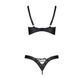 Комплект из экокожи Passion CELINE BIKINI L/XL, black, открытый бра с лентами, стринги со шнуровкой SO6400 фото 4