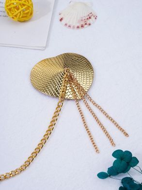 Пестис-сердечка з пензликами та чокером JSY Nipple Sticker RT236114 Golden SX3758 фото