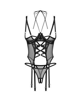 Корсет Obsessive Dominna cupless corset & crotchless thong S/M SX3563 фото