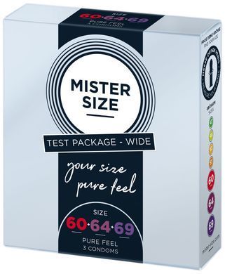 Набір презервативів Mister Size - pure feel - 60&ndash;64&ndash;69 (3 condoms), 3 розміри, товщина 0,05 мм