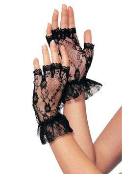 Короткие перчатки-гловелетты Leg Avenue Wrist length fingerless gloves, One Size, черные, сетка SO9088 фото