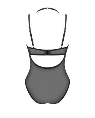 Прозрачное боди Obsessive Selinne teddy XS/S Black, мелкая сетка, двойные бретели SO8664 фото