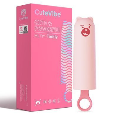 Вібратор CuteVibe Teddy Pink (Black Dildo), реалістичний вібратор під виглядом морозива SO6547 фото