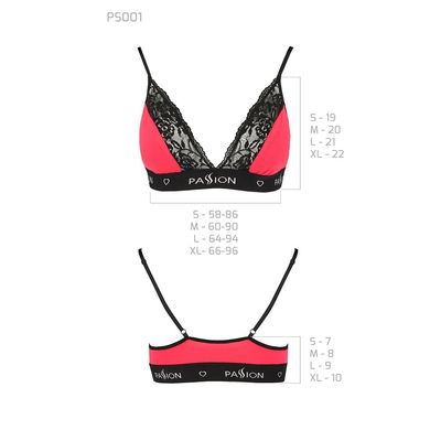 Эластичный топ с кружевом Passion PS001 TOP L, red-black SO4183 фото