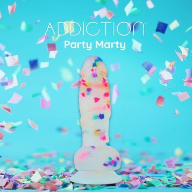 Фаллоимитатор с конфетти ADDICTION - PARTY MARTY 7.5&Prime; - FROST & CONFETTI, 19 см, силикон SO4532 фото