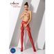 Еротичні колготки-бодістокінги Passion S023 One Size, Red, імітація панчіх з ромбами та пояском PSS023R фото 2