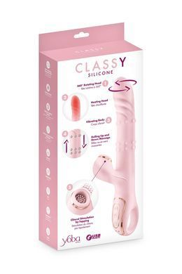 Вибратор-кролик 5в1 Yoba Classy, вибрация, ротация, пульсация, жемчужный массаж, нагрев SX3983 фото