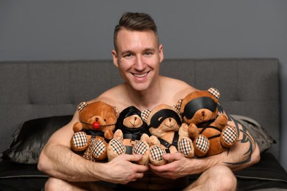 Плюшевый медвежонок ROPE Teddy Bear БДСМ в кожаной маске и обвязке, 22x16x12 см SO9816 фото