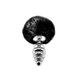 Металлическая анальная пробка Кроличий хвостик Alive Fluffy Twist Plug M Black, диаметр 3,4 см