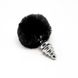 Металлическая анальная пробка Кроличий хвостик Alive Fluffy Twist Plug M Black, диаметр 3,4 см