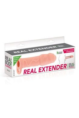 Насадка на член Real Body - Real Extender DICKY с закрытой головкой и кольцом для мошонки SO3716 фото