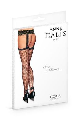 Панчохи з поясом Anne De Ales TOSCA T1 Black, середня сіточка, ззаду стрілки, мереживний пояс SO1921 фото