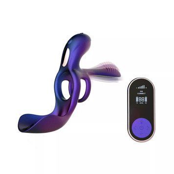 Эрекционное кольцо 3в1 Hueman - Zenith, стимуляция яичек, точки G и клитора, пульт ДУ SX3917 фото