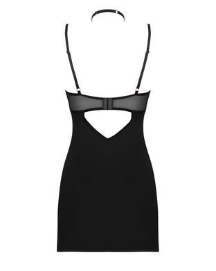 Сорочка Obsessive Selinne chemise & thong XS/S Black, стринги, двойные бретели SO8670 фото