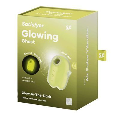 Вакуумный клиторальный стимулятор с вибрацией Satisfyer Glowing Ghost Yellow, светится в темноте SX0543 фото