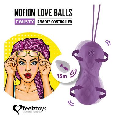 Вагінальні кульки з масажем і вібрацією FeelzToys Motion Love Balls Twisty з пультом ДК, 7 режимів SO3853 фото