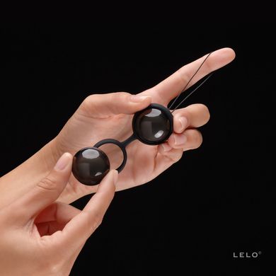 Вагінальні кульки LELO Luna Beads Noir Black, зміщений центр ваги, діаметр 2,9 см, 2х37 г SO8685 фото