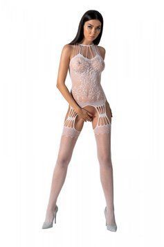 Бодистокинг с множеством бретелей Passion BS095 One Size, white, имитация пояса и чулок, с доступом SO8928 фото