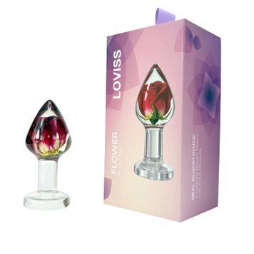 Розкішна анальна пробка Loviss Rose Anal Plug зі справжньою трояндою всередині SX3987 фото