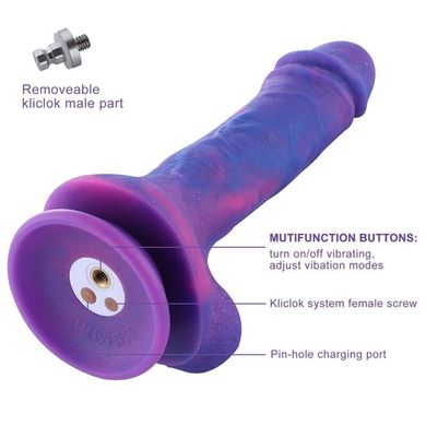 Фалоімітатор 8.2″ з вібрацією для секс-машин Hismith Purple Silicone Dildo with Vibe, KlicLok SO6212 фото