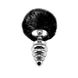 Металева анальна пробка Кролячий хвостик Alive Fluffy Twist Plug L Black, діаметр 3,8 см