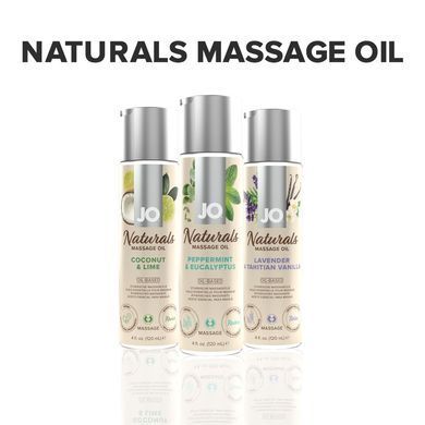 Массажное масло JO Naturals Massage Oil Peppermint & Eucalyptus с эфирными маслами (120 мл) SO6166 фото