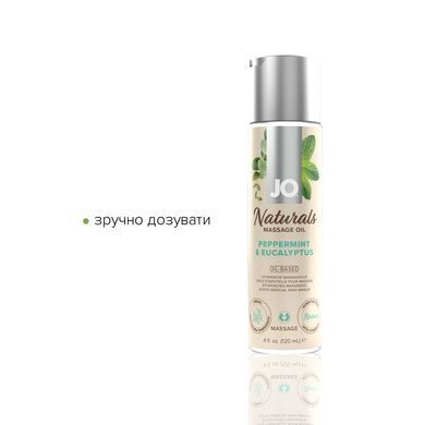 Массажное масло JO Naturals Massage Oil Peppermint & Eucalyptus с эфирными маслами (120 мл) SO6166 фото