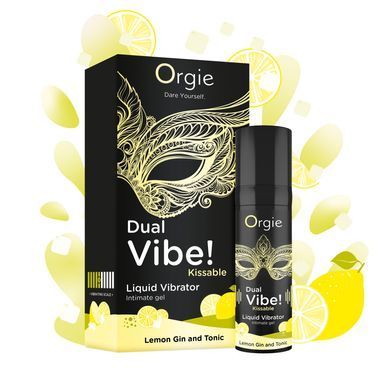 Рідкий вібратор Orgie Dual Vibe! Lemon Gin And Tonic Kissable Liquid Vibrator, 15 мл SX1490 фото